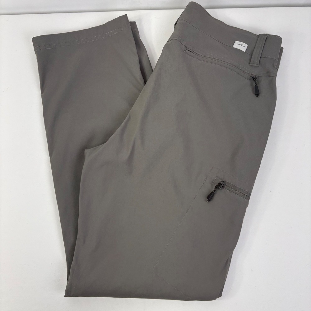 Orvis Mens Trek Cargo Pants Gray Water Repellent Stretch Hiking 32x29 (33x29)